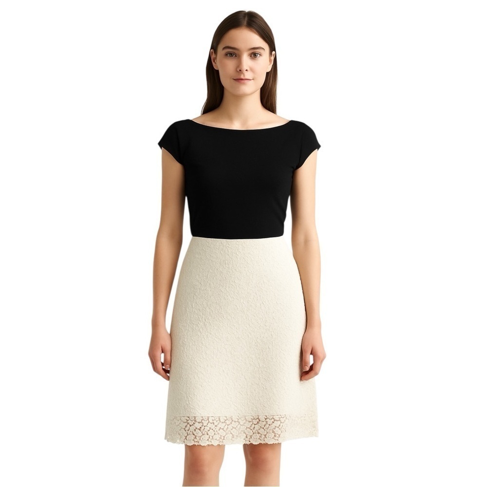 LEONA by Lauren Leonard White Floral Lace Skirt Size 8
